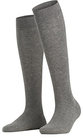 FALKE Damen Kniestrümpfe Family W Kh nachhaltige Baumwolle lang einfarbig 1 Paar, Grau Greymix 3399, 35-38
