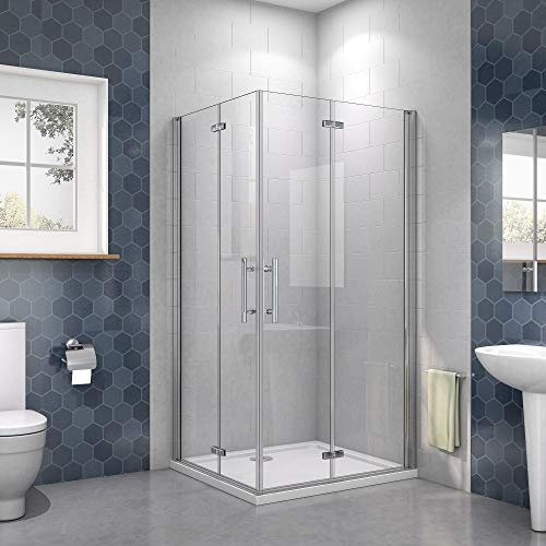 Doppia Porta Battente e Pieghevole 90x70 cm per Box Doccia Angolare Alto 195 cm in Vetro Temperato Trasparente Anticalcare da 6 mm Telaio in Alluminio Cromo Lucido