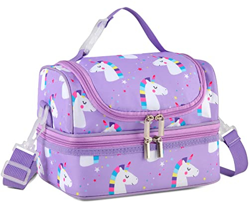 VASCHY - Isolierte Lunchtasche - Herren Damen Tragbare Tasche - Separate Fächer Isoliert - Kinder Wiederverwendbare Lunchtasche mit verstellbarem Schultergurt für Schule, Büro oder Picknick