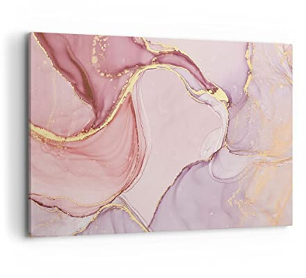 Wandbilder Dekoration Wohnzimmer Abstraktion Marmor Rosa Bilder auf Leinwand 120x80cm Leinwandbild Schlafzimmer Küche Deko Wand Kunstdruck Art Groß XXL Wanddeko Bild Wall Decor Canvas AA120x80-4528