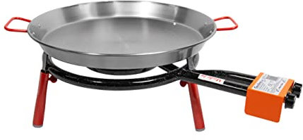Machika Juego de paella con quemador de acero al carbono para exteriores y patas fabricadas por Garcima (Valencia I 12 porciones)