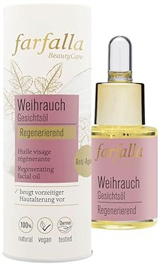 farfalla Weihrauch Gesichtsöl - 15ml - Regenerierendes Anti-Ageing-Öl - mit Argan & Wildrosenöl - 100% zertifizierte Naturkosmetik - Vegan