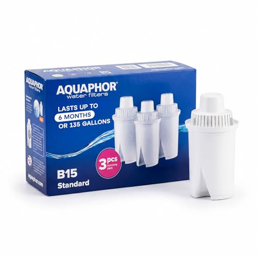 AQUAPHOR B15 Universal Replacement Water Filter cartridges, fits All Classic and Wilkos Universal Water Filter Jugs, 6 Pack, 170l per Filter
