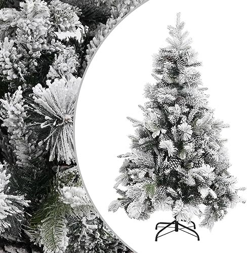 vidaXL Weihnachtsbaum mit Zapfen Beschneit Künstlicher Christbaum Tannenbaum Dekobaum Kunstbaum Weihnachten Dekoration Weihnachtsdeko 120cm PVC PE
