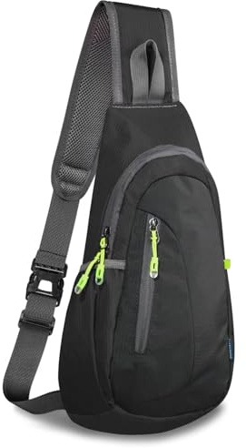 Kleiner Rucksack Umhängetasche für Männer und Frauen Schultertaschen fürs Fitnessstudio Crossbody Lauf Rucksack Crossbody Rucksäcke Tagesrucksack Camp Tagespakete Sport Leichtgewicht Schwarz