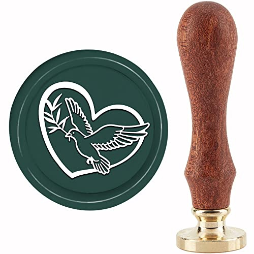 craspire Taube Wachssiegel Stempel Hochzeit Siegellack Stempel 30 mm/1.18 Zoll Abnehmbarer Messingkopf Siegelstempel Mit Holzgriff Für Geburtstag, Hochzeit, Einladungen, Karten, Geschenkverpackung