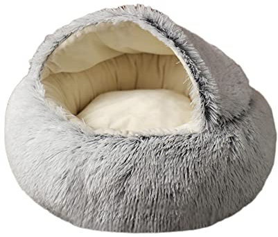 Haustiernest aus Plüsch, beruhigendes Bett, weiches Donut-Kuschelbett, Kätzchenbett, Katzenbett, Schlafsack, Anti-Angst, flauschig für mittelgroße und kleine Hunde für Indoor-Katzen