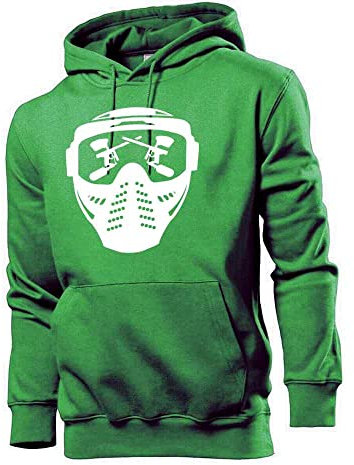 Generisch Paintball Maske mit Waffe Männer Hoodie Sweatshirt Grün L
