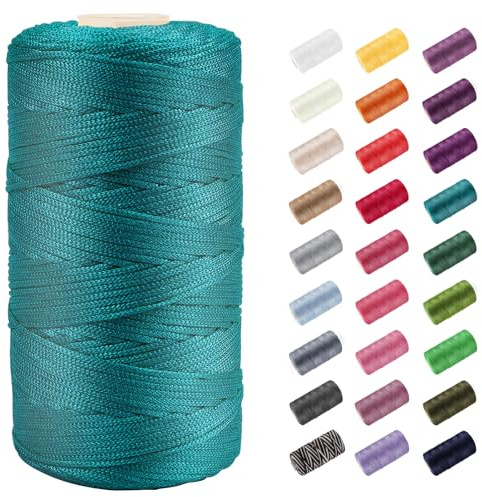 CAMAL Ficelle Nylon Fil Nylon 1.5mm Cordon Bracele 200m Corde Fine Corde pour Bracelet Fil Tressé pour Bricolage Artisanat, Bonnets, Sac Au Crochet (Bleu Paon)