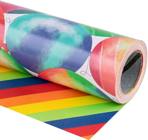 RUSPEPA Wende-Geschenkpapierrolle – Buntes Ballonmuster, Ideal Für Babyparty, Geburtstag, Party – 44,5 Cm X 10 M