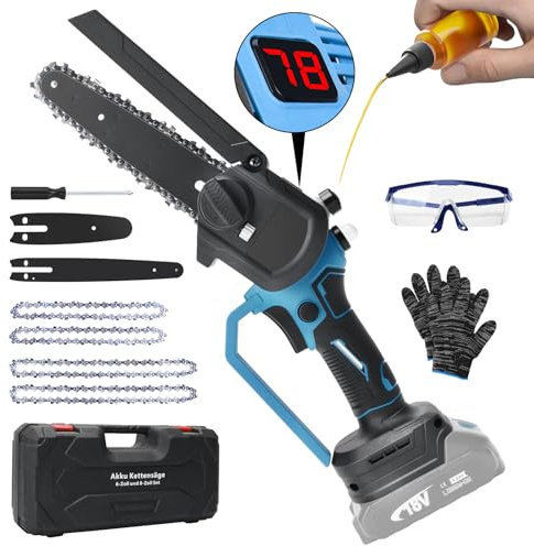 Mini motosega da 8 pollici e 6 pollici, senza spazzole, compatibile con batteria Makita da 18 V, motosega a mano con catena in lega temprata per cesoie da giardino, taglio legno (senza batteria)