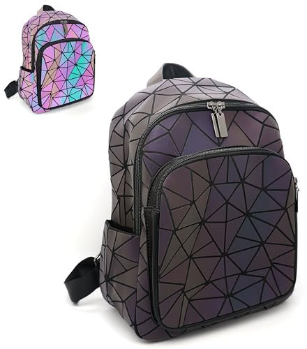 CAFINY Porte-monnaie géométrique pour femme Sacs à main géométriques lumineux et sacs à main Sacs géométriques et sac bandoulière holographique, Sacs à dos-03, Large