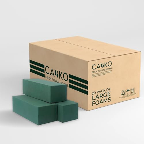 Caliko 20 Pcs Floral Foam Wet Brick Ideal for Artificial & Fresh Flowers | Perfect Sponge Blocks for Weddings and Funeral Arrangements | Best for Both Indoor and Outdoor Floral Displays. (Pack of 20)