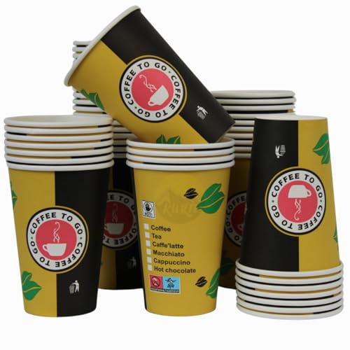 KURTT - Coffee cups to go - 300 ml - Disposable cup - Leakproof - Paper Cup - To-Go - Eco-friendly Coffee cup cardboard - 12 oz - 500 pieces, COF300ML5