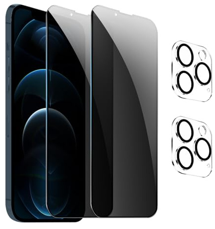 GXAYZ 【4 Stück Sichtschutz Schutzfolie für iPhone 12 pro max,Privacy Panzer Schutz glas，[2* Anti-Spy Schutzglas + 2* Kameraschutz] Anti-Peeping Sichtschutzfolie，Anti-Spy Schutzglas