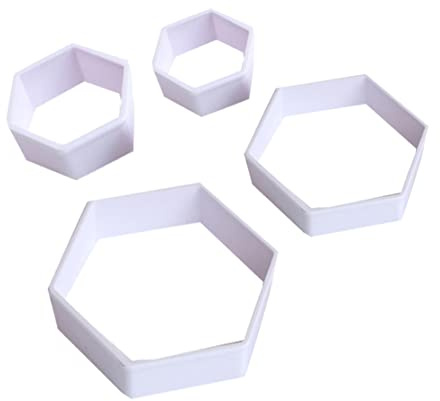 Hperu 4 Piezas Patrón de fútbol Biscuit Hexagon Cookie Cutter Soccer DIY Moldes de Fondant Postres de Pasteles Herramientas de decoración Suministros Decorativos