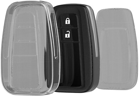 kwmobile Autoschlüssel Hülle kompatibel mit Toyota 2-Tasten Smart Key Autoschlüssel - Schlüsselhülle Silikon Cover - Schwarz Transparent