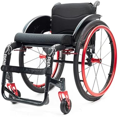 LOERSS Tragbarer Transportrollstuhl, Kleine, Leichte, Kompakte Aluminiumlegierungs-Rollstühle, Geländegängiger Sportrollstuhl, Selbstfahrende Manuelle Rollstühle, Mit Handbremse(38cm/15in,H)