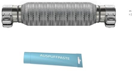 Flexrohr - Universal - Edelstahl - Interlock - 60 x 200 x 320mm - mit 2 Schellen - Montage ohne Schweißen - Flexstück - Wellrohr - Hosenrohr - Flexibles Rohr inkl. Montage/Cement Paste