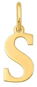 Rodium – Buchstabenanhänger S aus 585er Gelbgold – 14-Karat-Initialen-Anhänger für Halskette oder Armband – Geschenk für Frauen – hergestellt in Italien