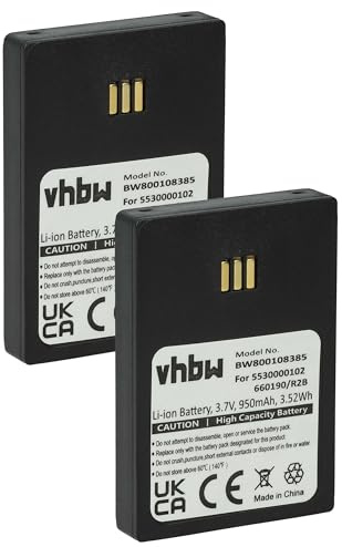 vhbw 2x batteria compatibile con Atos Unify Openscape WL4 telefono fisso cordless (950mAh, 3,7V, Li-Ion) nero