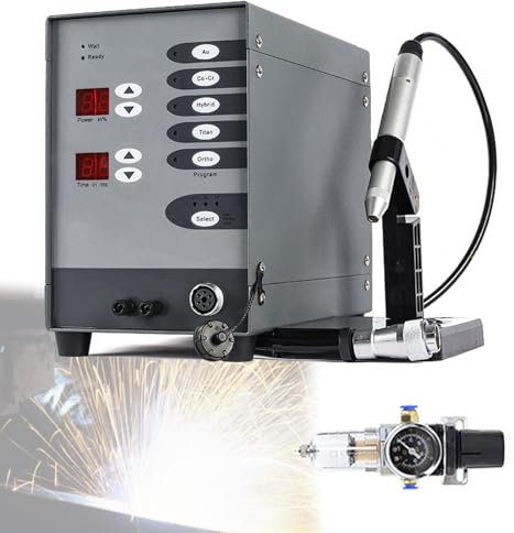 Quixnova Máquina de Soldadura por Puntos para joyería, máquina de Soldadura de Oro, Plata y Platino, 220 V, 100 W, Soldador por Puntos Profesional y preciso para joyería con Mango para Plata y Acero