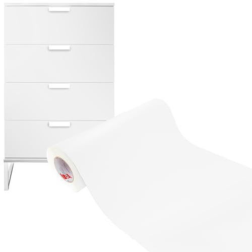 DecoMeister Vinilo Adhesivo para Muebles 50x600 cm - Blanco Mate | Papel Decorativo Autoadhesivo Lavable para Cocina y Baño, Película Impermeable y Termoformable para Renovar Armarios y Mesas
