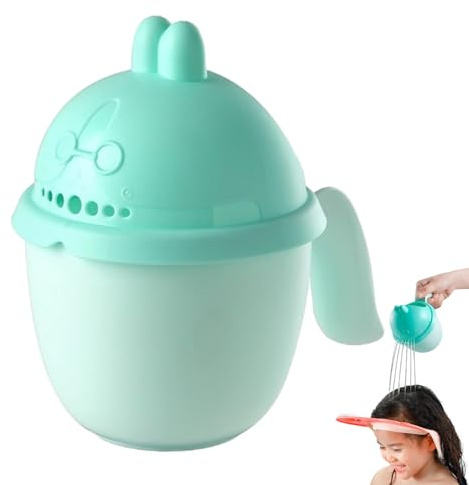 Bicchiere per il lavaggio dei capelli dei bambini, in materiale PP e verde, con 7 fori per lo shampoo, con 7 fori per l'acqua, comodo bicchiere per lavare i capelli dei bambini, per