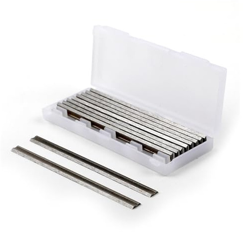 Lot de 10 lames de rabot réversibles de 82 mm en acier inoxydable pour rabots électriques, durables avec deux bords de coupe, idéales pour le travail du bois professionnel
