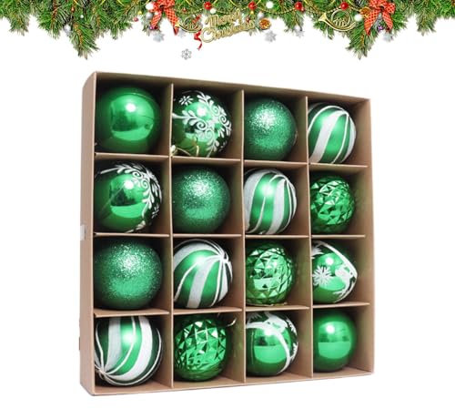 16 Stück Weihnachtskugeln Kunststoff, Christbaumkugeln Weihnachtsbaumkugeln Set, Weihnachtskugeln Weiß & Rot,Weihnachtsbaumkugeln Für Weihnachtsdeko Außen Innen