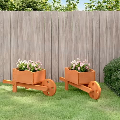 LLEZKBR 2 fioriere per carriola, 47 x 15 x 19 cm, in legno massello di abete