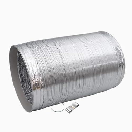 Lüftungsschlauch für Abluftventilator, Flexible Lüftungsleitung Ventilationsrohr mit Stahlspirale mit Aluminium-Innenisolierung für Klimaanlagen Wäschetrockner Badlüfter(5m,250mm)