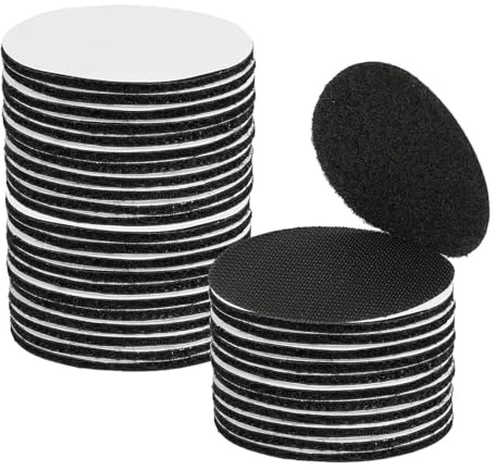 Tucnoeu Lot de 20 fermetures Velcro autocollantes pour tissu, pastilles adhésives, rondes, 5 cm de diamètre, noires