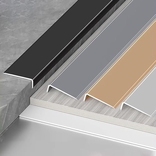 Coayuou Winkelprofil Aus Aluminium Fliesenkanten Treppe Rutschschutz 3 Stück 90cm Fliesen Abschlussleiste Für Kantenabschlüsse Bei Fliesenverlegung Und Möbeln(Schwarz,5mm*10mm)