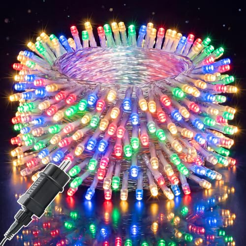 Meision Lichterkette Außen 40m 320LEDs, LED Lichterkette Innen mit Stecker, 6/18 Timer, 8 Modi, IP44 Wasserdicht, Lichterketten Outdoor für Balkon, Camping, Halloween, Garten, Bunt