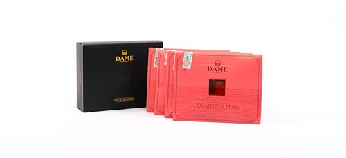 Dame Cocktail - Cosmopolitan pronto da bere, 4x100ml, cocktail premium prodotto in Italia con Vodka, Liquore d'Arancia, Succo di Mirtillo Rosso, Lime, Zucchero di Canna