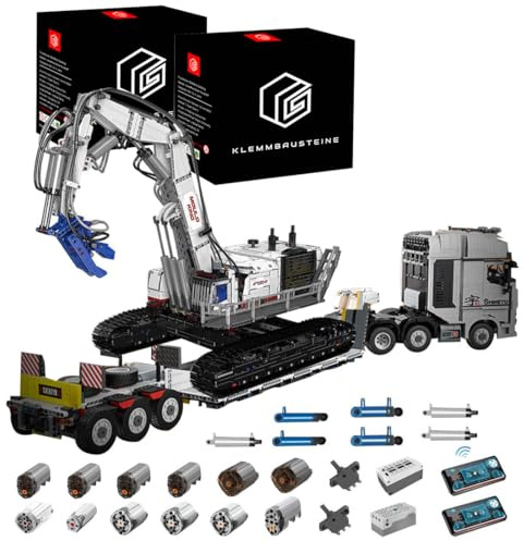 DOYAY Technik LKW mit Trailer, Abbruchmaschine, 8500+ Teile Technik Bagger Ferngesteuert, Anhänger Modell Bauset Kompatibel mit Pneumatik Bagger