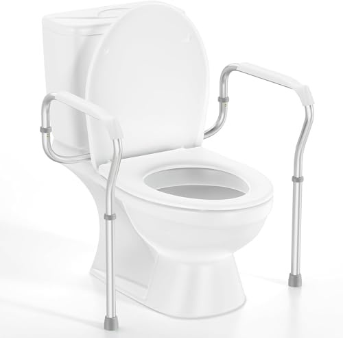 Rehausseur Toilette Adulte Sécurité Renforcée 136kg, Support WC Réglable en Aluminium - pour Personnes Âgées et Femmes Enceintes​