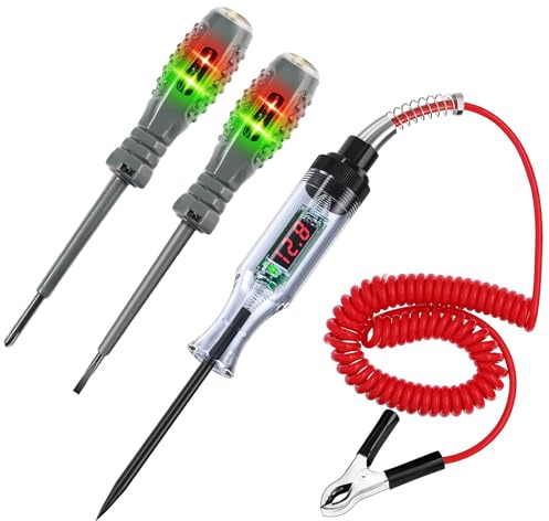Circuit Tester - 3-120v Dc Car Truck Voltage Tester With LED Digital Test Light Retractable Spring Wire and Crocodile Clip, Voltage Pen, Battery Probe Pen for Automotive, Fuse, Wiring Circuit Checking