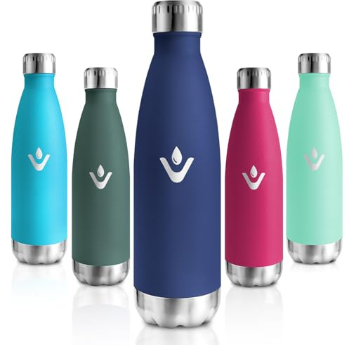 Motswedi Gourde Isotherme, 500ml, Gourde Inox Enfant, 24h Froid & 12h Chaud, Thermos Isotherme, sans BPA, Réutilisable, Bouteille d'eau, pour Randonnée, Sport, Fitness, Gym, Bleu Foncé