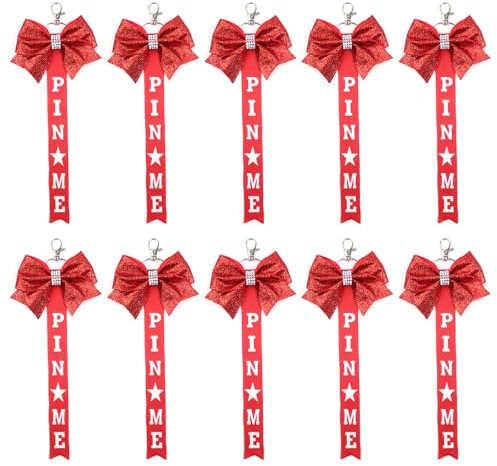 TSMORY Cheer Bow Schlüsselanhänger mit Schleife, für Teenager, Mädchen, bunt, Cheerleader-Zubehör, 10 Stück, rot, 23*1*1