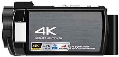 BGAZA Videocamera 4K Videocamera for Visione Notturna IR Videocamere Vlog digitali Full HD Professionale(Standard Package)