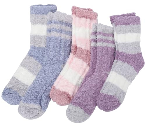 Fjquamitix 5 Pairs Women Fluffy Socks Slipper Soft Fuzzy Bed Socks Winter Warm Cozy Sock for Ladies