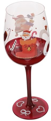 Cabilock 15.7oz Copas De Vino Navideñas De Pintadas Mano Cristalería Festiva Para Fiestas Bodas y Celebraciones De Navidad