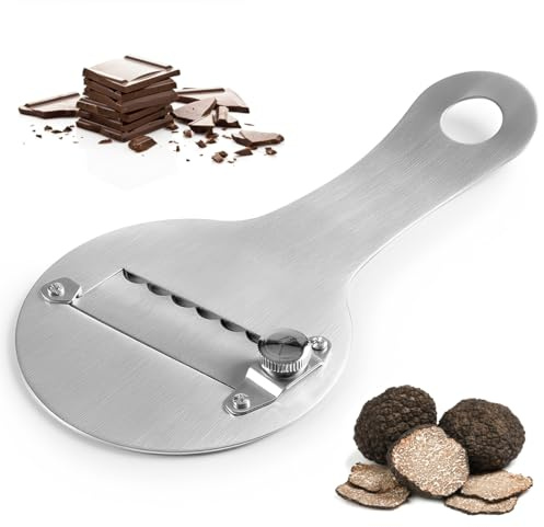 PHYNDR Râpe à Truffes,Acier Inoxydable de Forme Ronde,Trancheur de Truffes avec Lame Réglable et Poignée en Bois,Multifonctionnelle, Articles de Cuisine,A