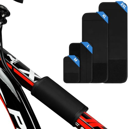 AOOWU Fahrrad Rahmenschutz 4er Set, Transportschutz für Fahrradträger, Carbon Rahmen Kratzschutz, Ebike Rahmenschutz Befestigung, Neopren Fahrrad Zubehör für Thule Fahrradträger(Schwarz, Übergröße)