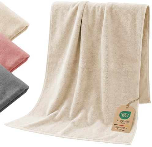 SIEGENTHAL® Strandtuch XXL 100x200 cm aus 100% Baumwolle – Großes Badetuch für Damen & Herren, Weiches Saunatuch, Strandhandtuch & Liegetuch, Saugstark & Schnelltrocknend - Sandbeige