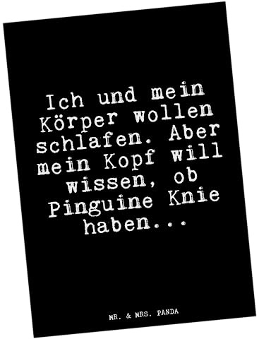 Mr. & Mrs. Panda Postkarte Ich und mein Körper... - Geschenk, Sprüche, Glizer Spruch Weisheiten Zitate Lustig Weisheit Worte, Ansichtskarte, lustiger, Postkarten, Grußkarte, bildkarte, schlafen