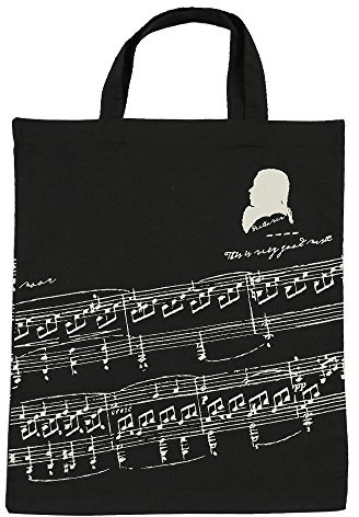 KingPoint Baumwollhandtasche Damen Einkaufstaschen, bedruckt mit Notenschlüsseln, hohen Noten und Musikinstrumenten Designs. Musician and Music Clefs Black