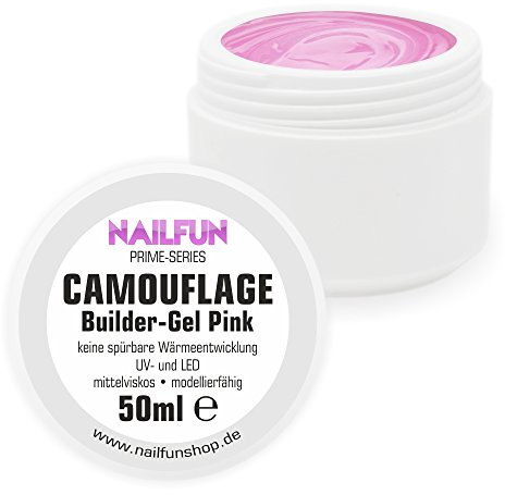 NAILFUN Prime Camouflage Builder Gel pink [50ml] UV & LED mittelviskos - perfektes Gel für Baby-Boomer Nägel - Keine spürbare Wärmeentwicklung